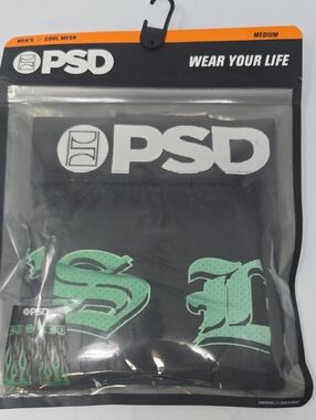 PSD "its lit" Black Boxer Briefs with Mint Green Graphic - Men's Medium